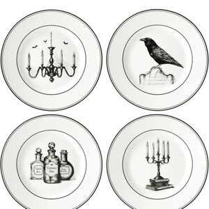 Lenox Dinnerware Set, Vintage Halloween 4-Piece Dessert Plate Set, Assorted, New